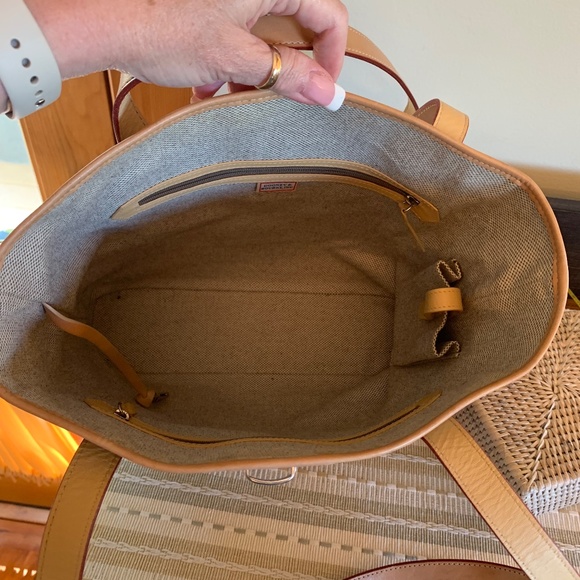 ☀️GUC Dooney & Bourke Signature top handle shoulder bag w/leather trim - Picture 7 of 14